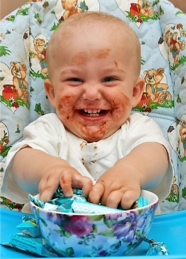 Russian kid eating chocolate